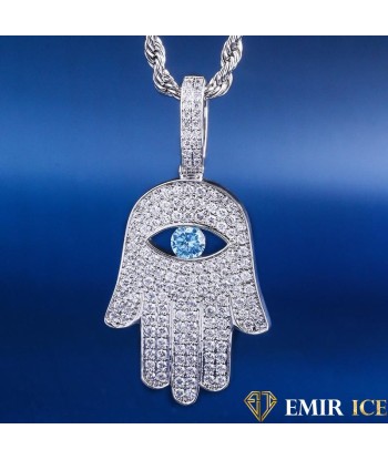 COLLIER PENDENTIF MAIN DE FATMA OR BLANC Paris Déstockage Promo