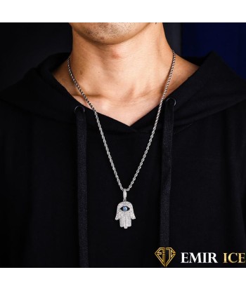 COLLIER PENDENTIF MAIN DE FATMA OR BLANC Paris Déstockage Promo