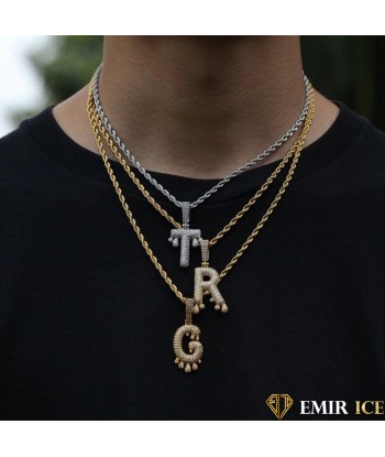 COLLIER PENDENTIF EMIR DRIP INITIALE PLAQUE OR Jusqu'à 80% De Réduction