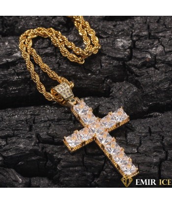 COLLIER PENDENTIF CROIX DIAMANT BAGUETTE les ligaments