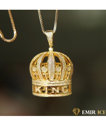 COLLIER PENDENTIF COURONNE KING brillant des détails fins