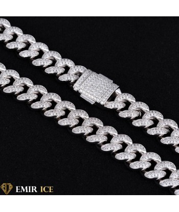 SET DE COLLIER ET BRACELET EMIR CUBAINE OR BLANC - 12MM d'Europe débarque