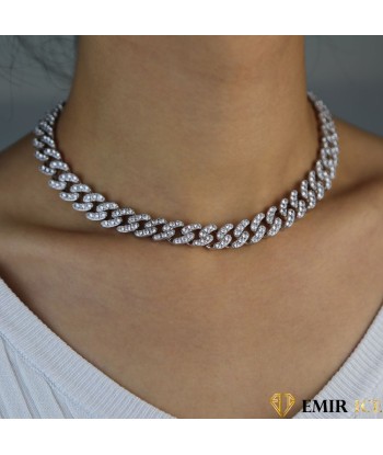 COLLIER MAILLE CUBAINE FEMME "PURE CRYSTAL" - 12MM Paris Déstockage Promo