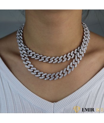 COLLIER MAILLE CUBAINE FEMME "PURE CRYSTAL" - 12MM Paris Déstockage Promo