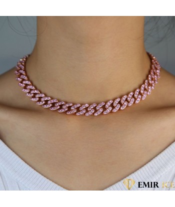 COLLIER MAILLE CUBAINE FEMME "SWEET PINK" - 12MM pour bénéficier 