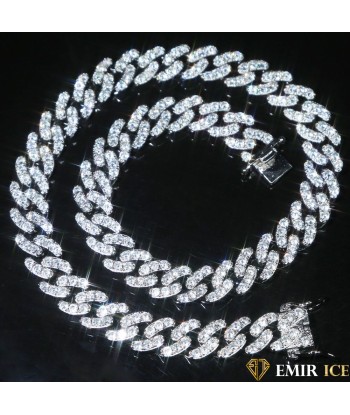 COLLIER MAILLE CUBAINE FEMME "PURE CRYSTAL" - 12MM Paris Déstockage Promo