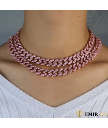 COLLIER MAILLE CUBAINE FEMME "SWEET PINK" - 12MM pour bénéficier 