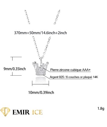 COLLIER "EMIR CROWN" | ARGENT 925 le des métaux précieux