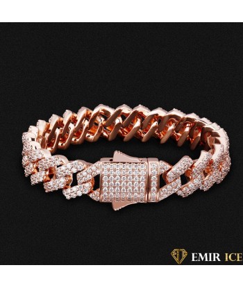 BRACELET EMIR PRONG LINK OR ROSE - 14MM pas chere