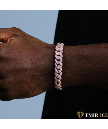 BRACELET EMIR PRONG LINK OR ROSE - 14MM pas chere