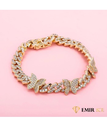 BRACELET CUBAN LINK PAPILLON FEMME OR JAUNE - 9MM Les magasins à Paris et en Île-de-France