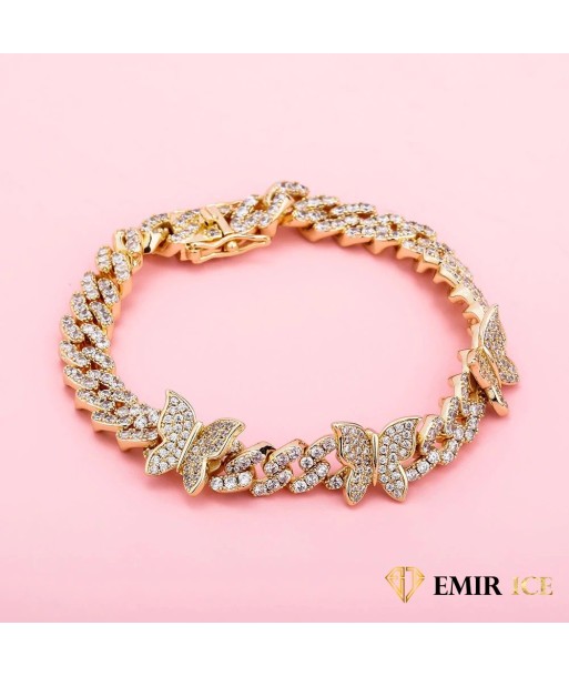 BRACELET CUBAN LINK PAPILLON FEMME OR JAUNE - 9MM Les magasins à Paris et en Île-de-France