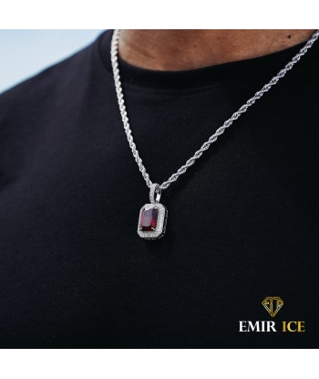 COLLIER PENDENTIF RUBIS DIAMANT OR BLANC acheter