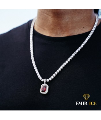 COLLIER PENDENTIF RUBIS DIAMANT OR BLANC acheter