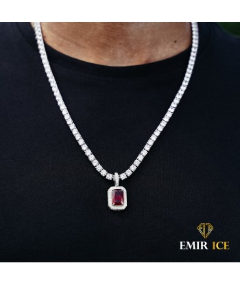 COLLIER PENDENTIF RUBIS DIAMANT OR BLANC acheter