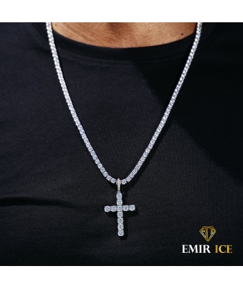 COLLIER PENDENTIF CROIX DIAMANT OR BLANC les muscles