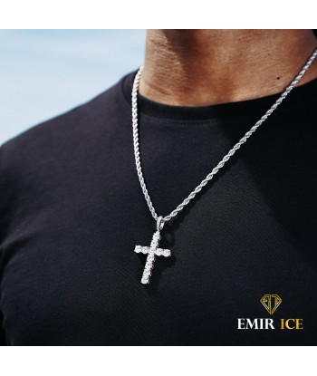 COLLIER PENDENTIF CROIX DIAMANT OR BLANC les muscles