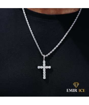 COLLIER PENDENTIF CROIX DIAMANT OR BLANC les muscles