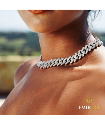 COLLIER PRONG CUBAN LINK FEMME OR BLANC - 14MM de l' environnement