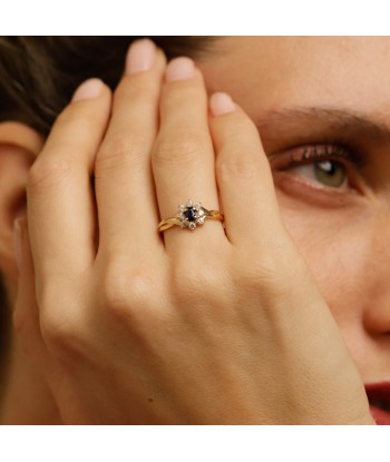 Bague marguerite pierre bleue les ctes