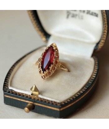 Bague marquise pierre rouge Véritable concentré