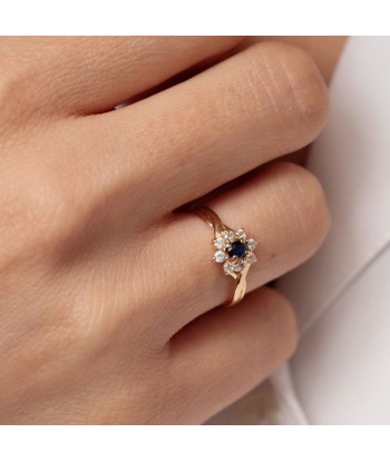 Bague marguerite pierre bleue les ctes