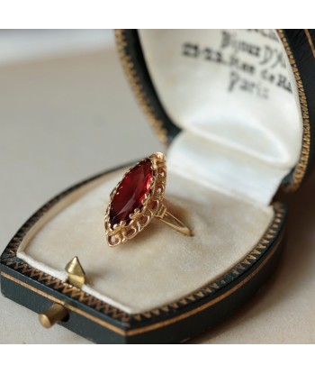 Bague marquise pierre rouge Véritable concentré