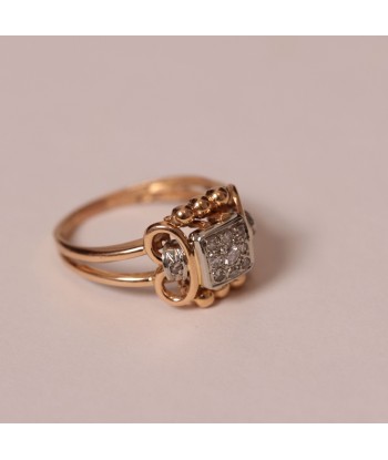 Bague volutes or rose diamant en linge