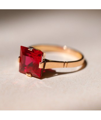 Bague vintage pierre rouge carrée prix pour 