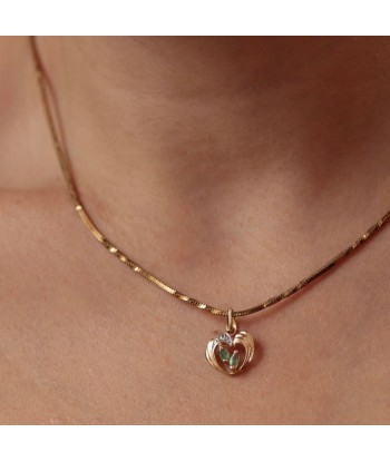 Pendentif coeur deux émeraudes en ligne