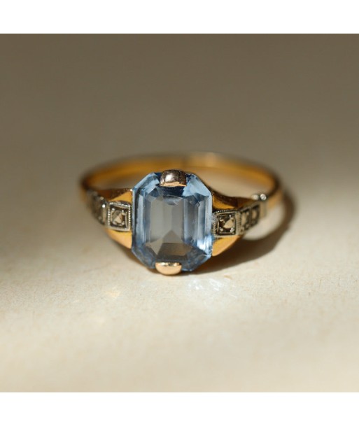 Bague vintage bleue clair octogonale votre