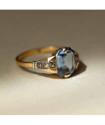 Bague vintage bleue clair octogonale votre