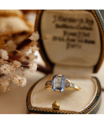 Bague vintage bleue clair octogonale votre