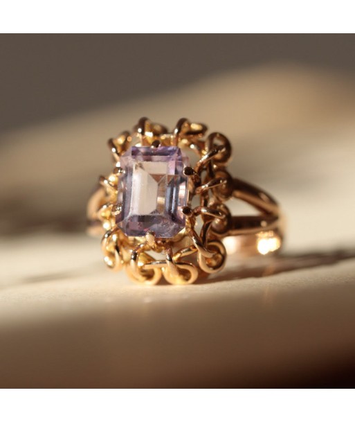 Bague vintage améthyste taille émeraude Faites des économies