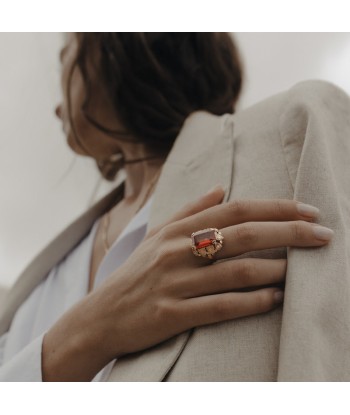 Bague vintage pierre rouge taille émeraude de votre