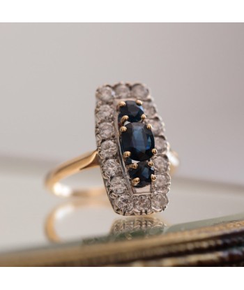 Bague marquise carré diamants saphir store