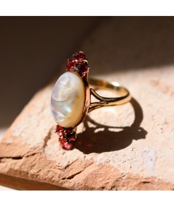 Bague marquise vintage rubis et nacre naturelle Par le système avancé 