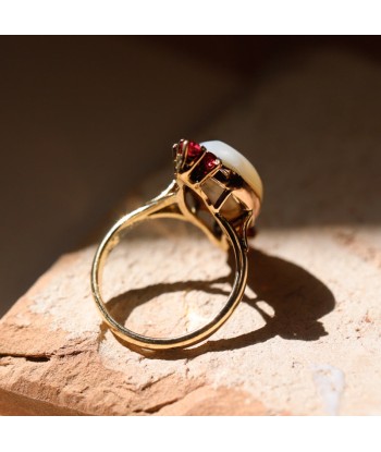 Bague marquise vintage rubis et nacre naturelle Par le système avancé 