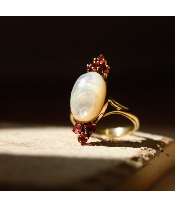 Bague marquise vintage rubis et nacre naturelle Par le système avancé 