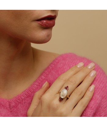 Bague marquise vintage rubis et nacre naturelle Par le système avancé 