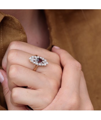 Bague marquise vintage grenat et diamants Les magasins à Paris