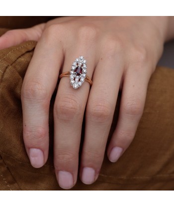 Bague marquise vintage grenat et diamants Les magasins à Paris