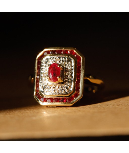 Bague vintage années 80' rubis diamants Les magasins à Paris