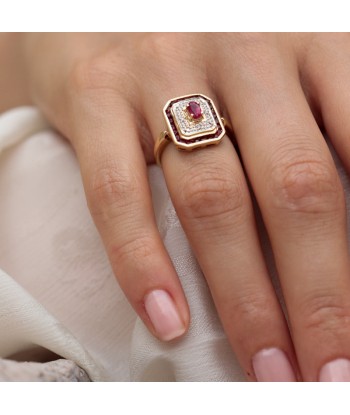 Bague vintage années 80' rubis diamants Les magasins à Paris