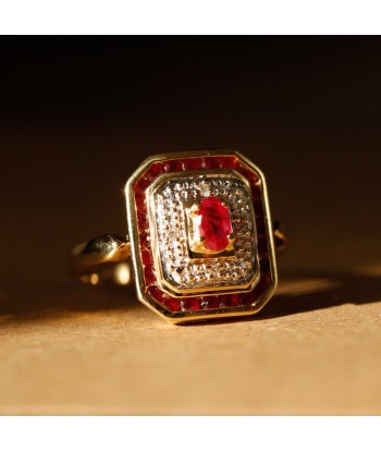 Bague vintage années 80' rubis diamants Les magasins à Paris