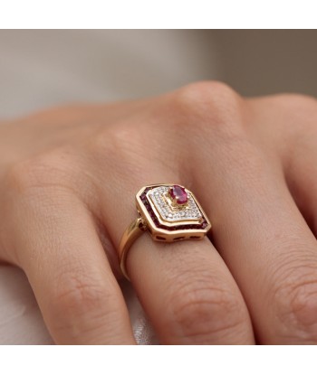 Bague vintage années 80' rubis diamants Les magasins à Paris