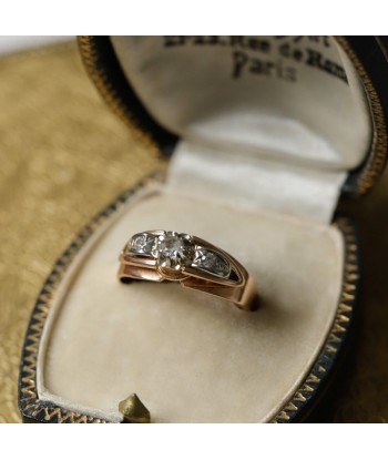 Bague ancienne volume or rose zircones Venez acheter