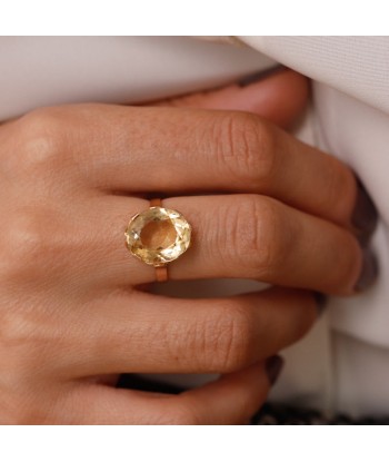 Bague ancienne or 18 carats citrine solde