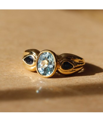 Bague saphirs et pierre bleue centrale store