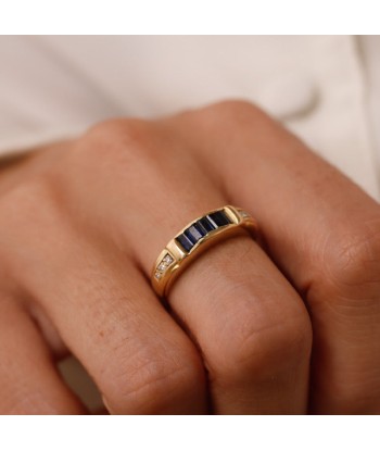 Bague saphirs calibrés et diamants pas cher chine